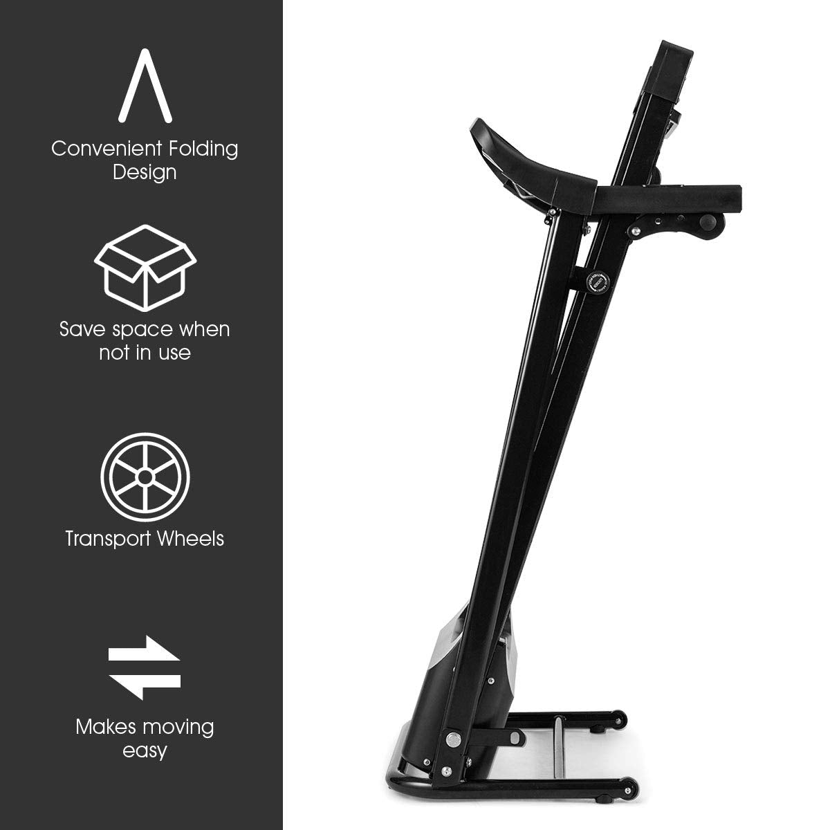 Electric Folding Treadmill, Adjustable Incline and Low Noise Design - Prioka