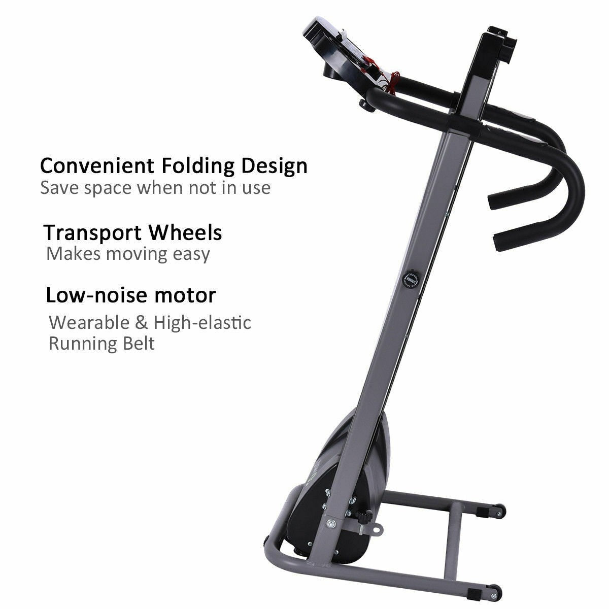 Electric Folding Treadmill with LCD Display and Heart Rate Sensor - Prioka