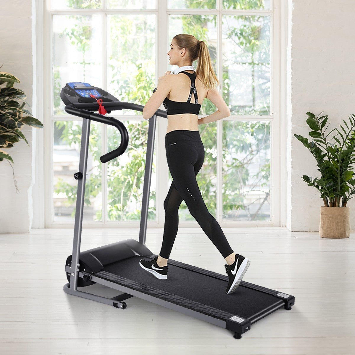 Electric Folding Treadmill with LCD Display and Heart Rate Sensor - Prioka