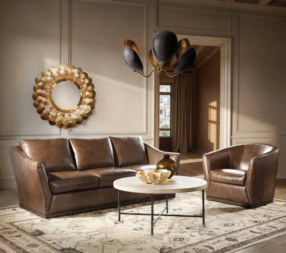 Fairytale Leather Sofa In Hazelnut - Prioka