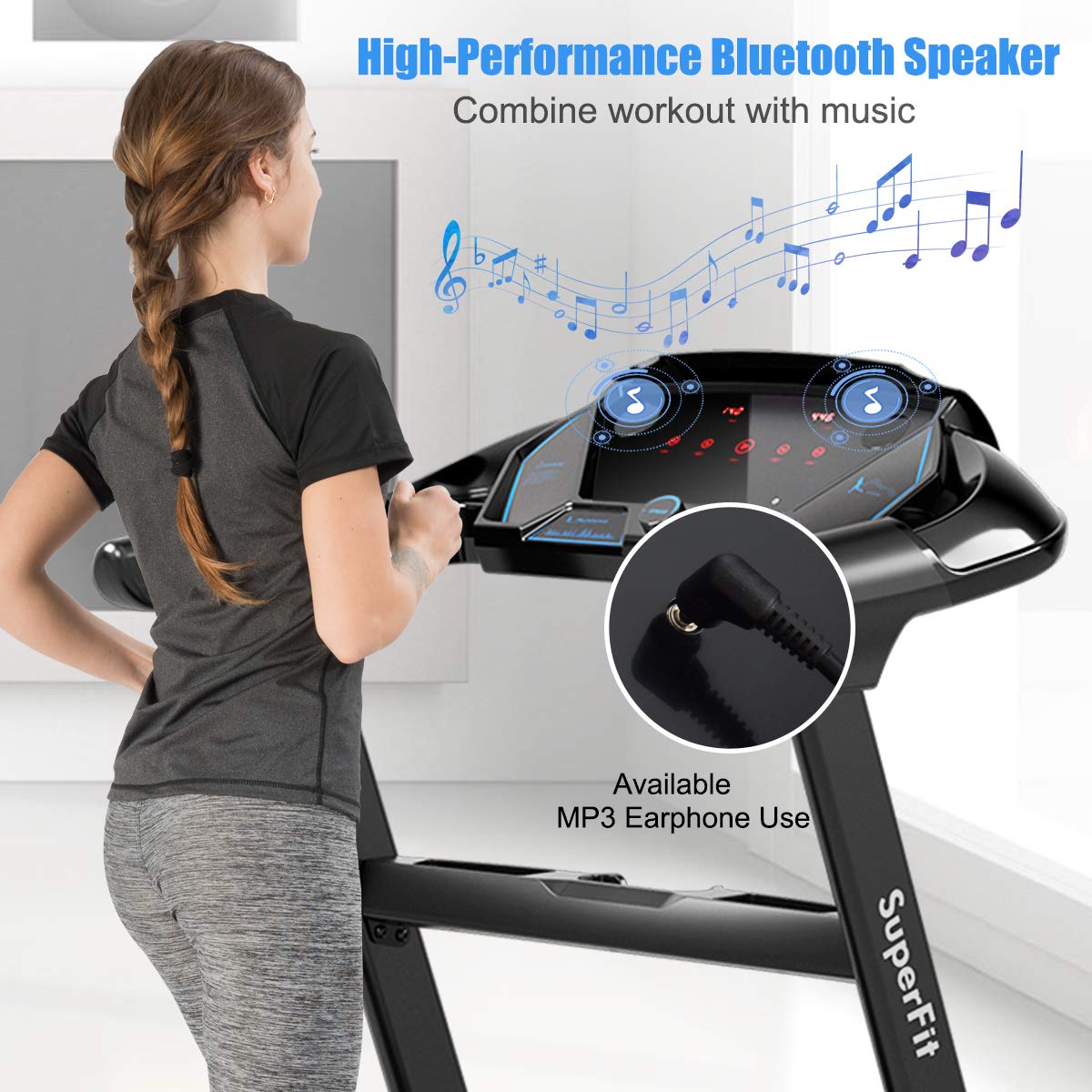 Folding Treadmill, Superfit Electric Portable Treadmill - Prioka