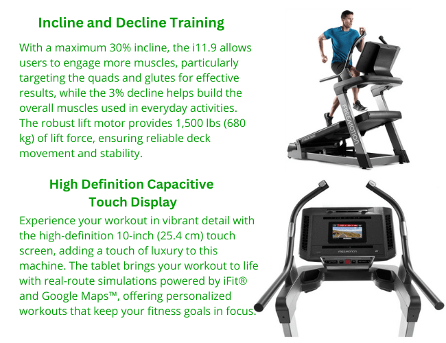Freemotion i11.9 Incline Trainer w/10" HD Capacitive Touch Display - Prioka