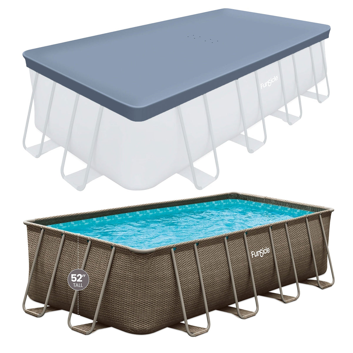 Funsicle 18'x9'x52" Oasis Rectangular Swimming Pool Set with 18' Cover - Prioka