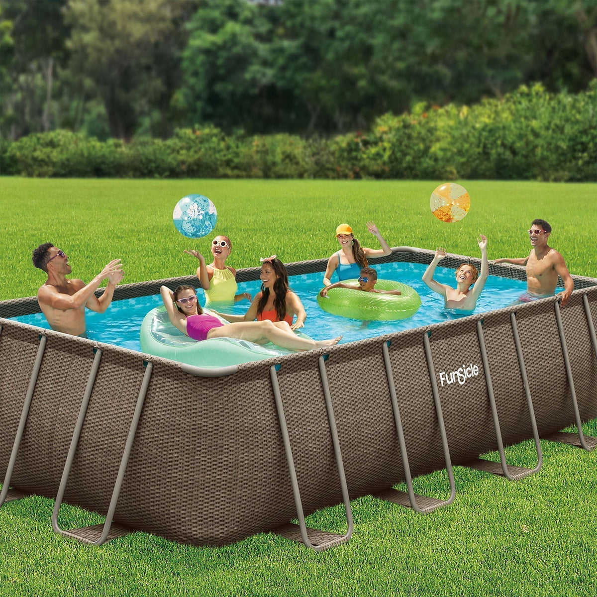 Funsicle 18'x9'x52" Oasis Rectangular Swimming Pool Set with 18' Cover - Prioka