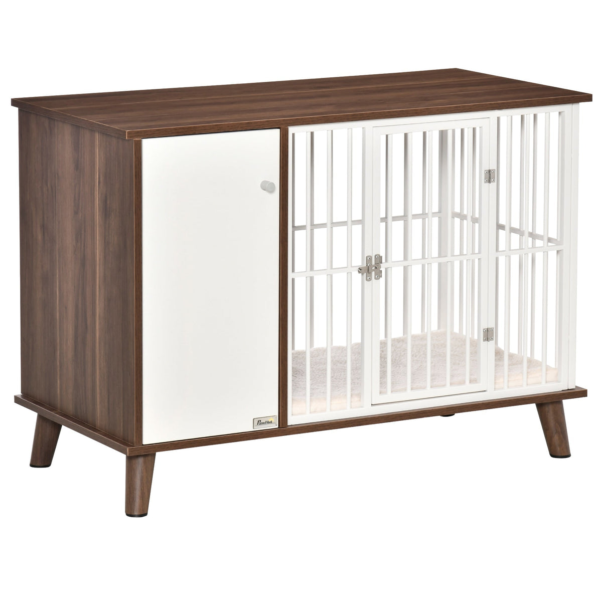 Furniture Style Dog Crate, Pet Cage Kennel End Table, Indoor Decorative Dog House, with Wooden Top, Door, for Small Dogs, Brown - Prioka