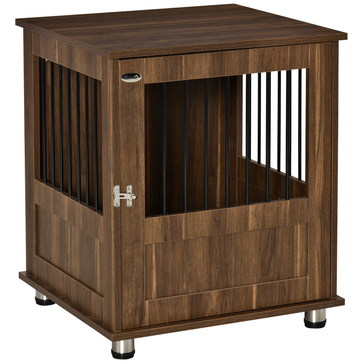 Furniture Style Dog Crate, Wooden & Wire End Table, Small Pet Crate with Magnetic Door Indoor Decorative Dog Kennel Cage, Brown - Prioka