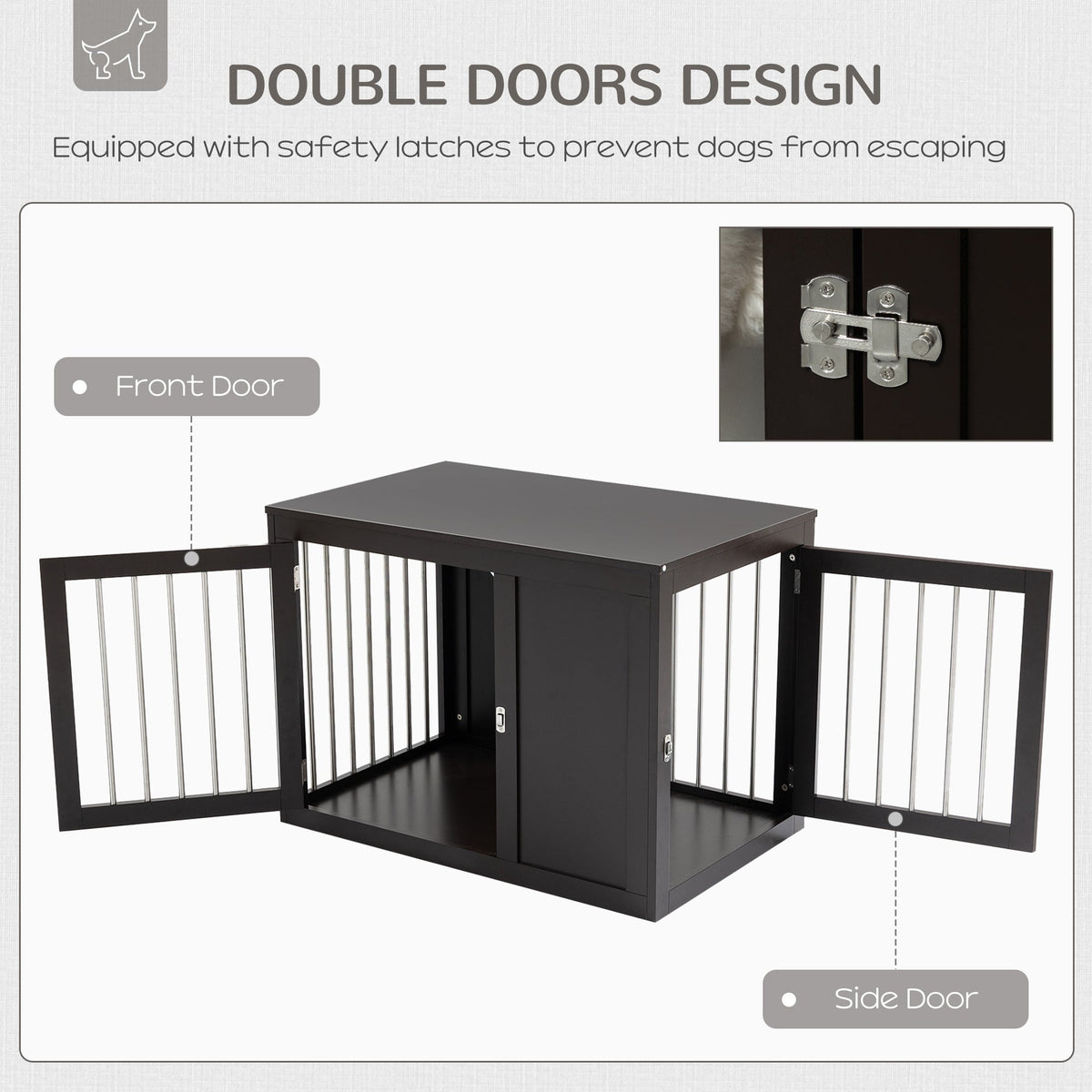 Furniture Style Indoor Dog Crate, End Table Pet Cage Kennel with Double Doors, and Locks, for Medium Dogs, Coffee - Prioka