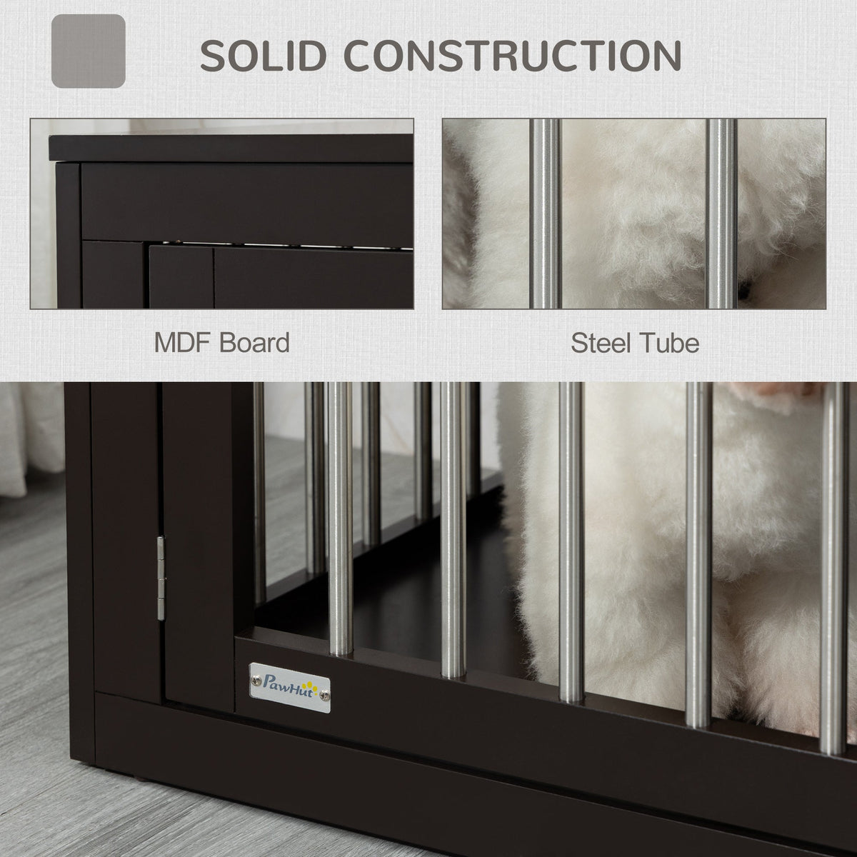 Furniture Style Indoor Dog Crate, End Table Pet Cage Kennel with Double Doors, and Locks, for Medium Dogs, Coffee - Prioka
