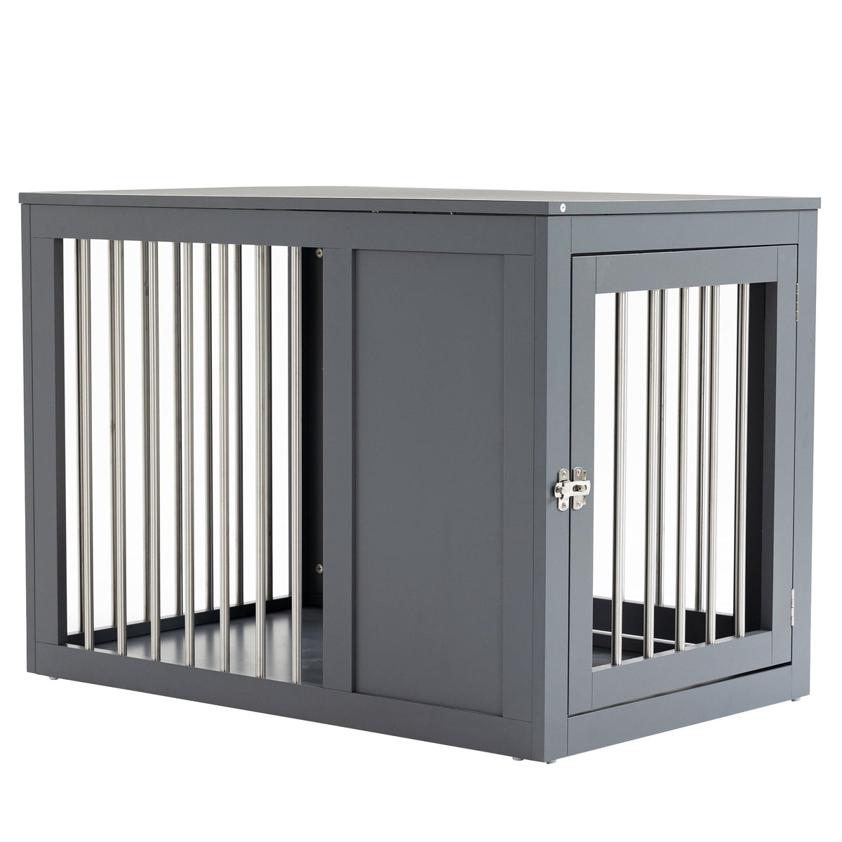 Furniture Style Indoor Dog Crate, End Table Pet Cage Kennel with Double Doors, and Locks, for Medium Dogs, Grey - Prioka