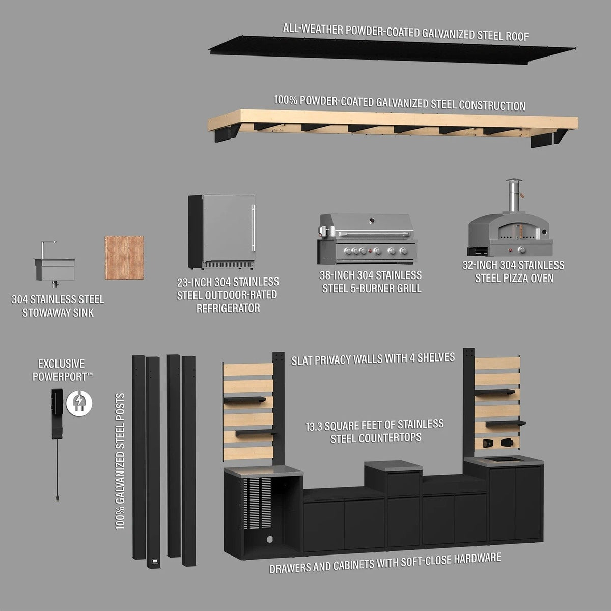 Fusion Flame 2 Outdoor Kitchen - Prioka