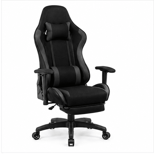 Gaming Chair with Adjustable Lumbar Support Breathable Fabric & Spring Cushioning - Prioka