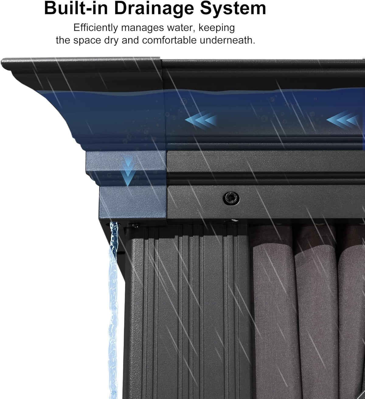 Gazebo 10′ X 14′ Built-in Drainage System, Gray | 4.7″ Thick Post, Built in Drainage, Windproof Cool Breeze, Snowproof & Rustproof, 260 GSM Textilene Netting, Fit Any Yard - Prioka