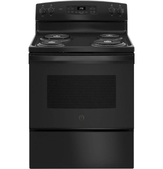 GE 30 Inch Freestanding Electric Range with Self-Clean Oven, Black (JB256DMBB) - Prioka