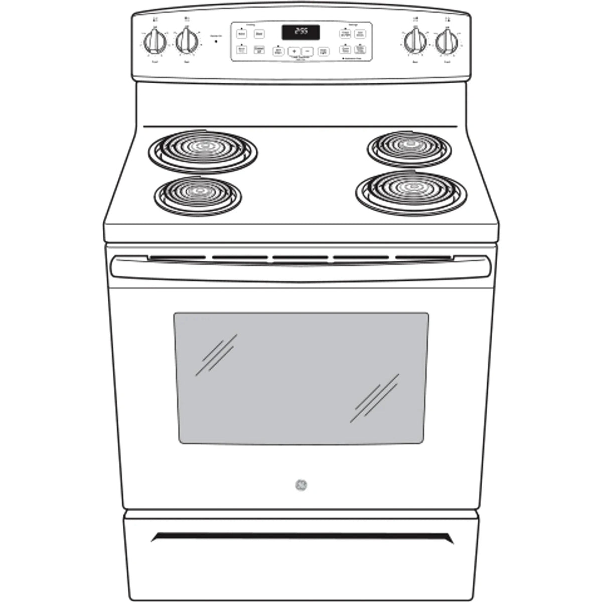 GE 30 Inch Freestanding Electric Range with Self-Clean Oven, Black (JB256DMBB) - Prioka