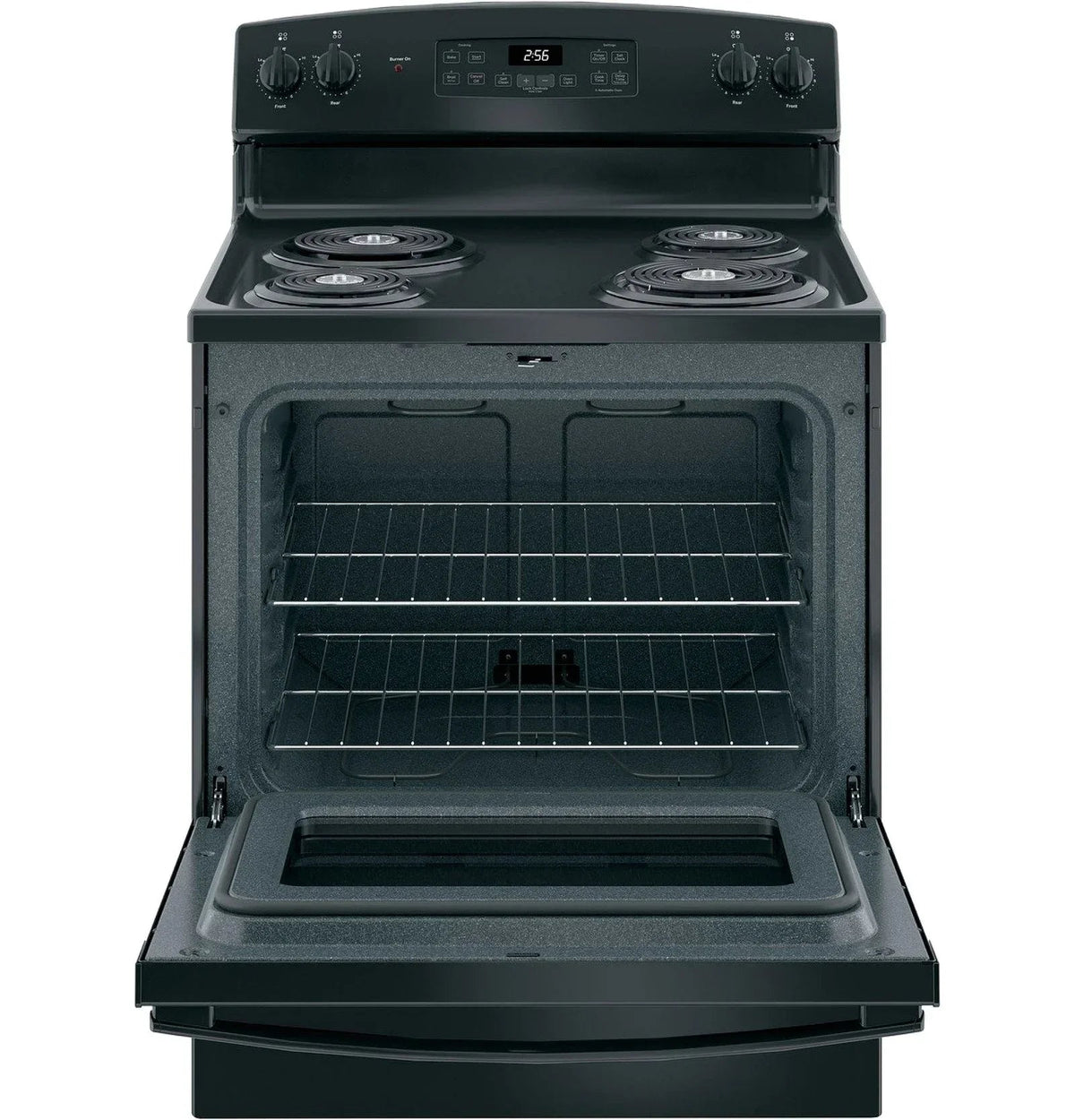 GE 30 Inch Freestanding Electric Range with Self-Clean Oven, Black (JB256DMBB) - Prioka