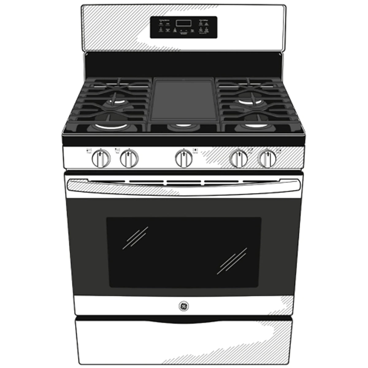 GE 30-Inch Freestanding Gas Range with 4.8 cu. ft. Oven Capacity and Sealed Cooktop Burners - Prioka