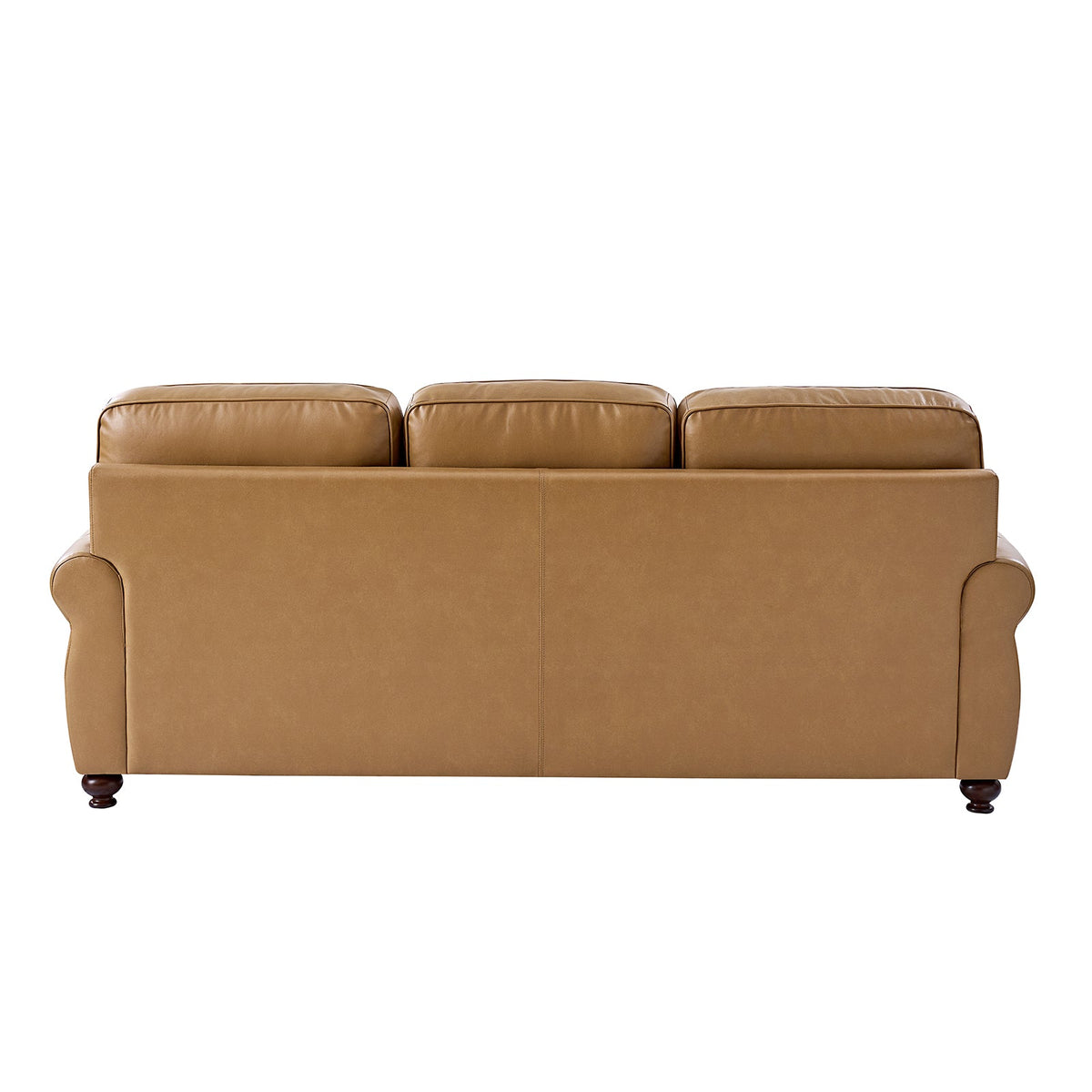 Gerardo Genuine Leather Sofa – Camel Rolled Arm Nailhead Sofa - Prioka