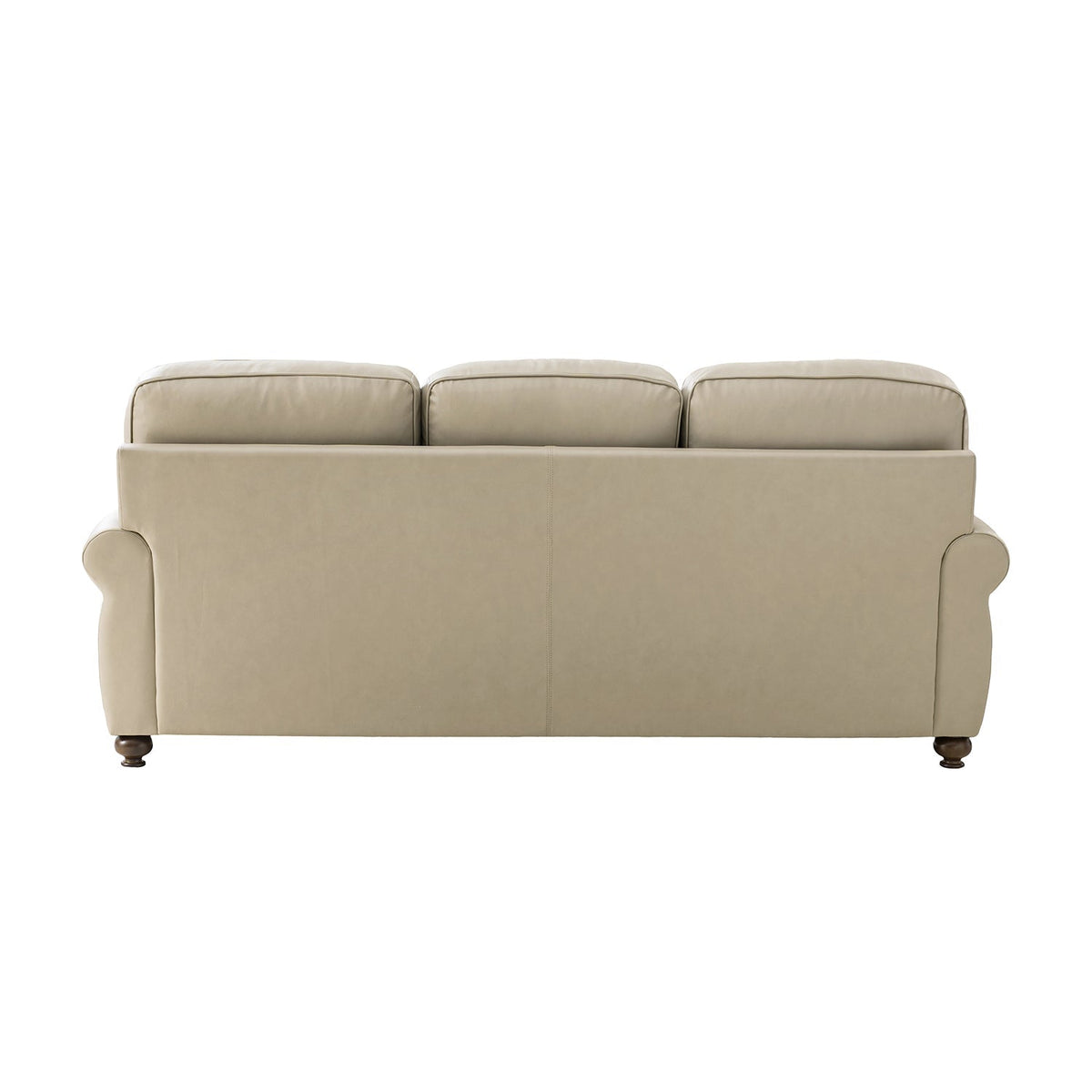 Gerardo Genuine Leather Sofa – Tan Rolled Arm Nailhead Sofa - Prioka