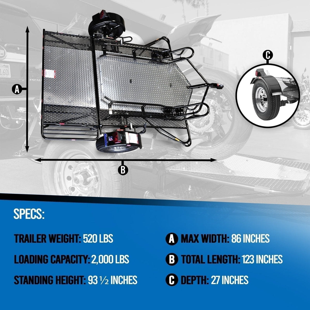 Go! Series Dual Rail Ride-Up Folding Motorcycle Trailer Discounted - Prioka