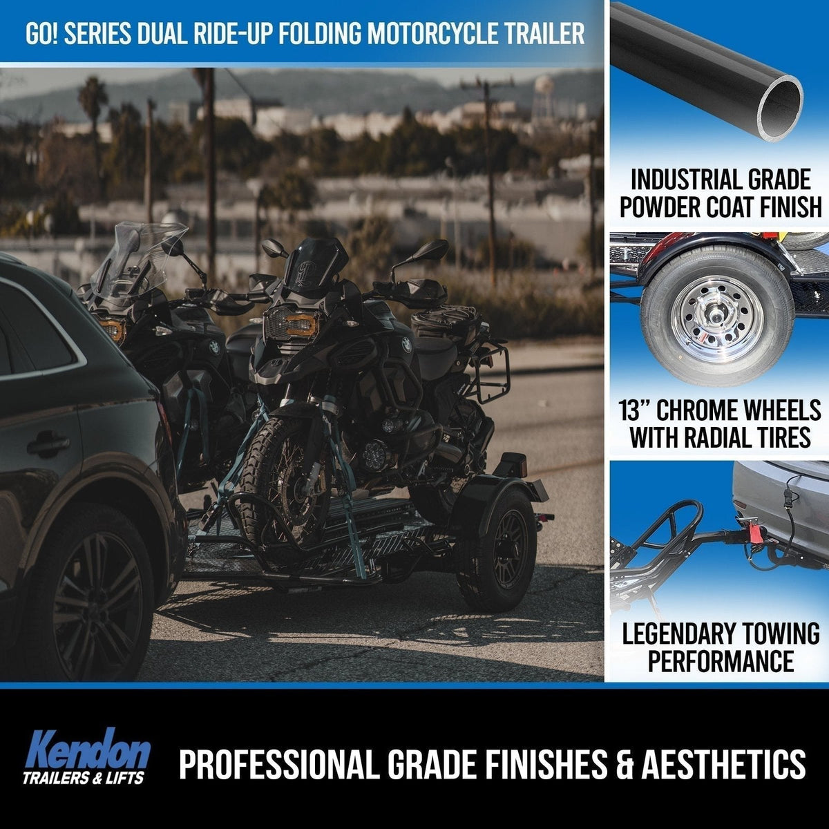 Go! Series Dual Rail Ride-Up Folding Motorcycle Trailer Discounted - Prioka