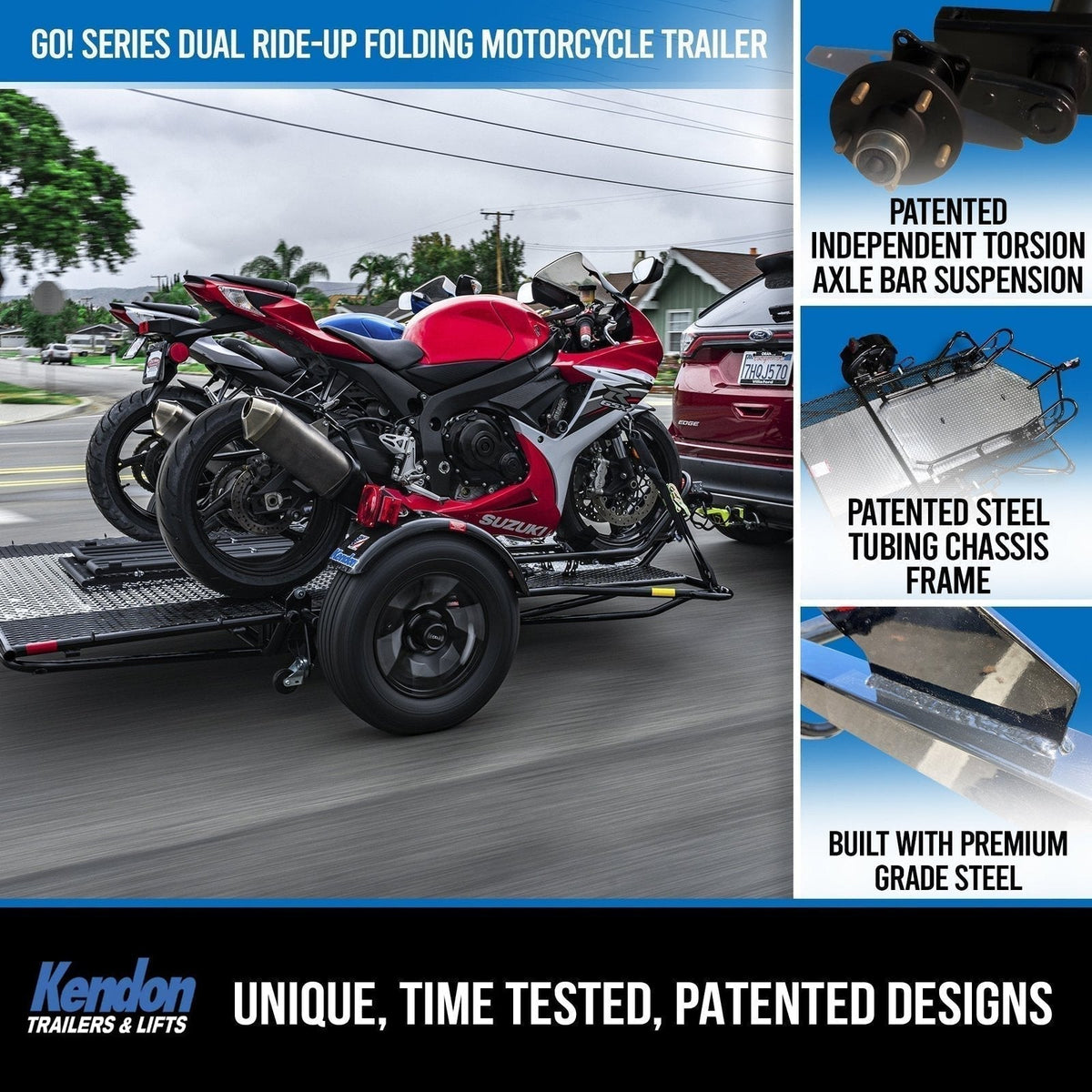 Go! Series Dual Rail Ride-Up Folding Motorcycle Trailer Discounted - Prioka