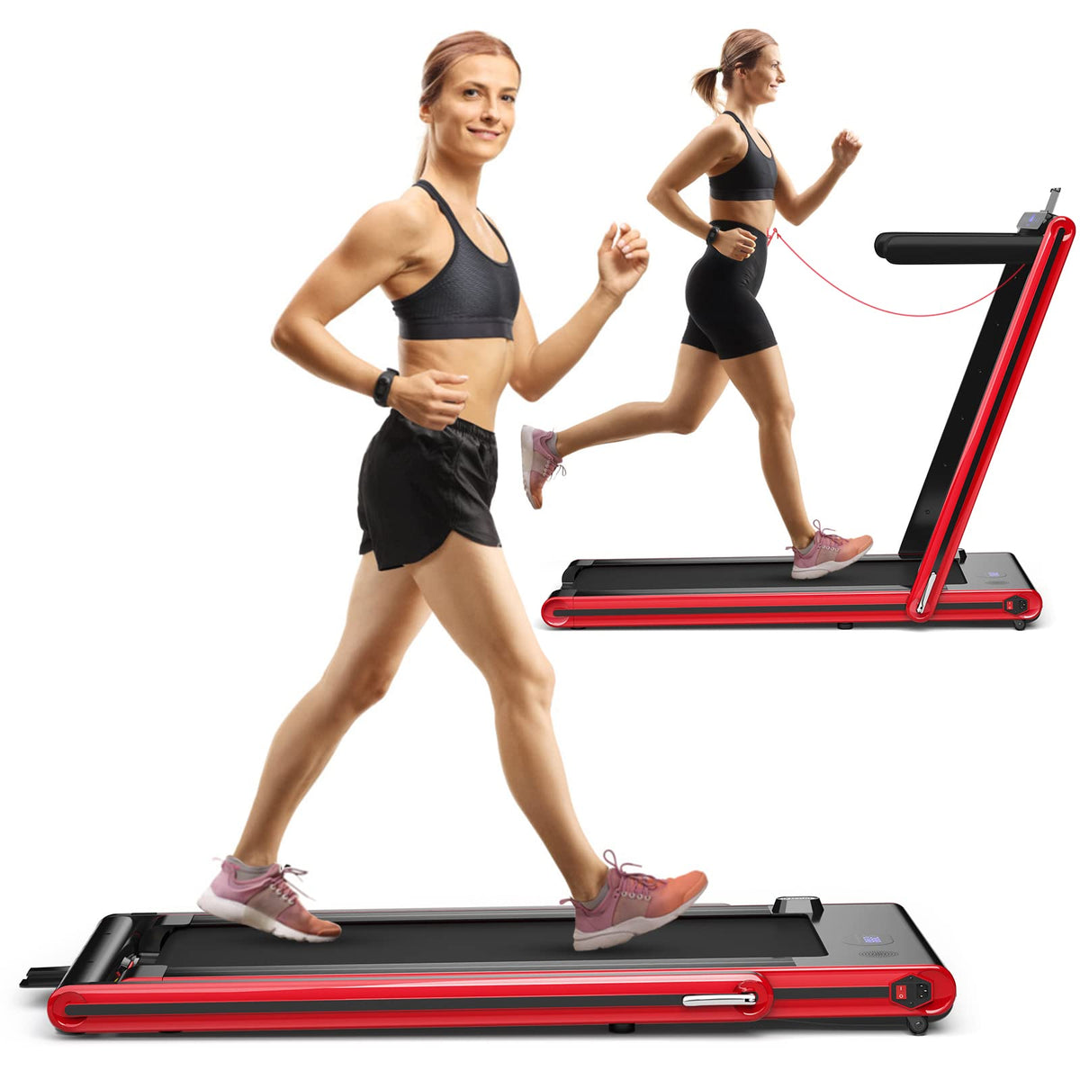 Goplus 2-in-1 Folding Treadmill, 2.25HP Electric Under Desk Treadmill W/LED Display - Prioka