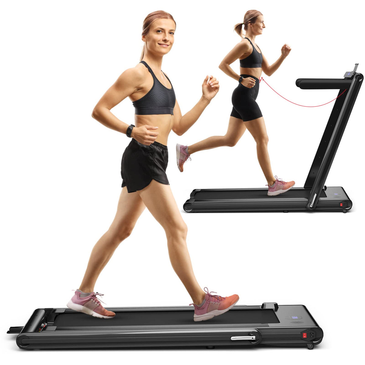 Goplus 2-in-1 Folding Treadmill, 2.25HP Electric Under Desk Treadmill W/LED Display - Prioka