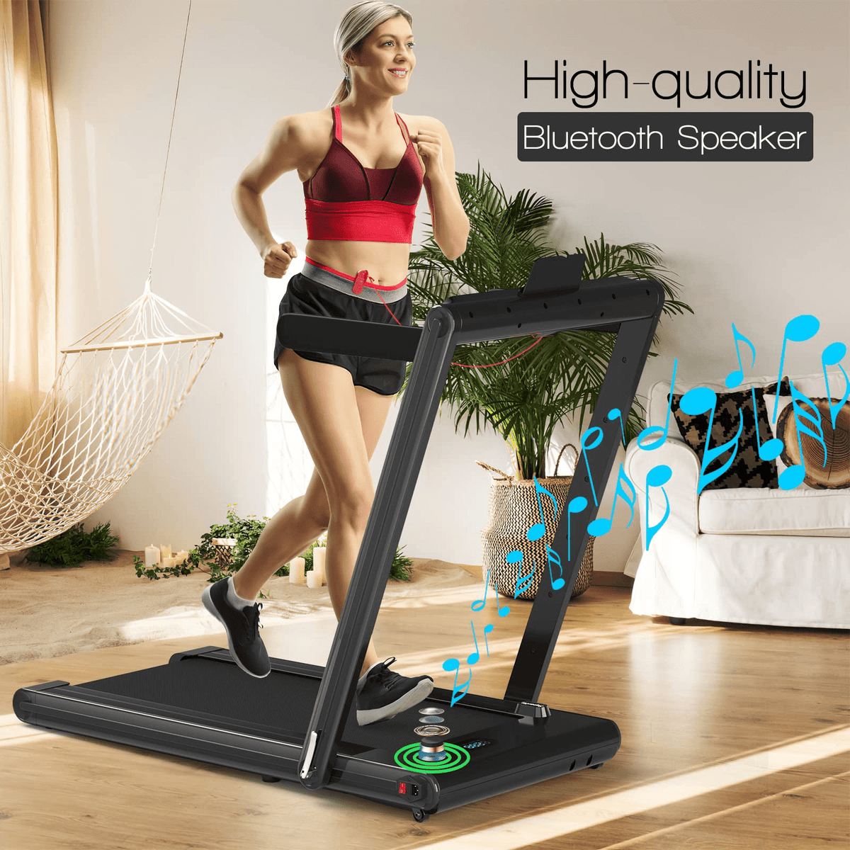 Goplus 2-in-1 Folding Treadmill, 2.25HP Electric Under Desk Treadmill W/LED Display - Prioka