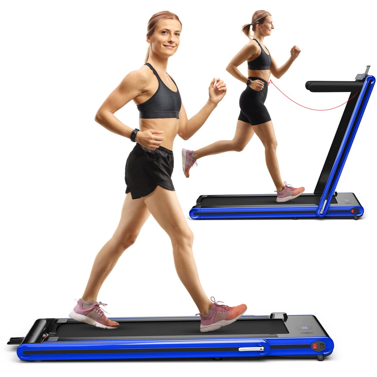 Goplus 2-in-1 Folding Treadmill, 2.25HP Electric Under Desk Treadmill W/LED Display - Prioka