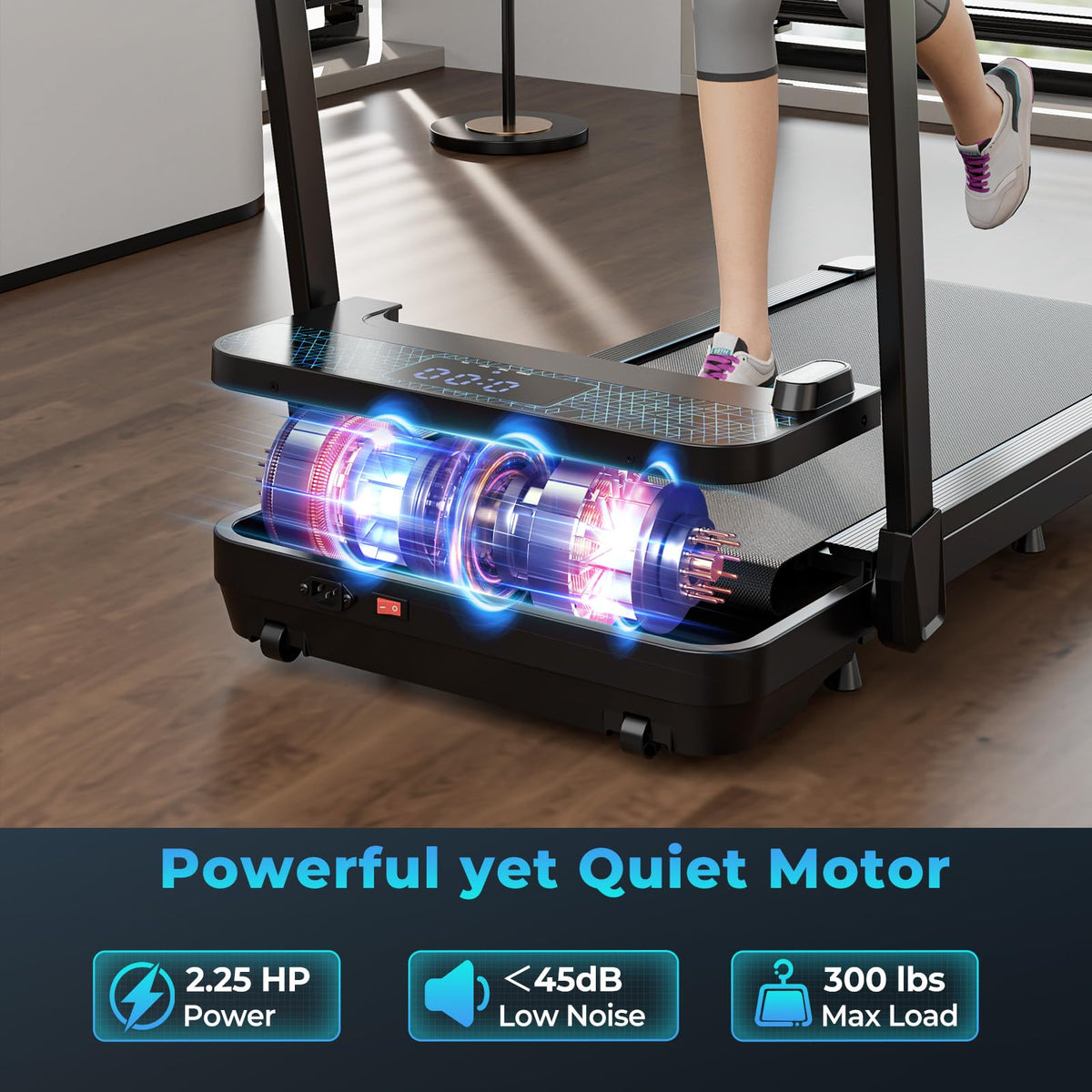 Goplus 2 in 1 Folding Treadmill, 300 LBS Capacity Walking Pad with Handle Bar, Under Desk Treadmill with Remote & APP Control - Prioka