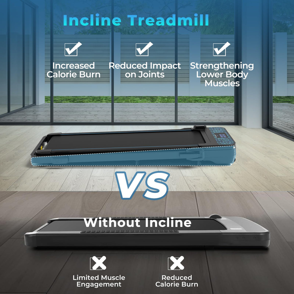 Goplus 2 in 1 Folding Treadmill, 300 LBS Capacity Walking Pad with Handle Bar, Under Desk Treadmill with Remote & APP Control - Prioka