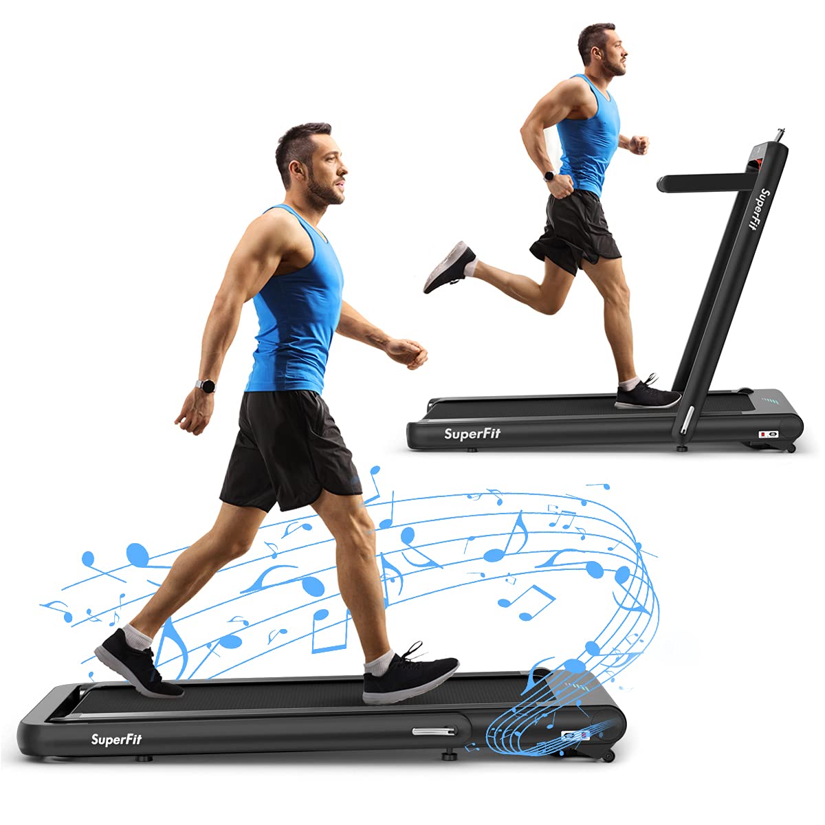 Goplus 2 in 1 Folding Treadmill, 4.75HP Superfit Under Desk Electric Treadmill with APP Control - Prioka
