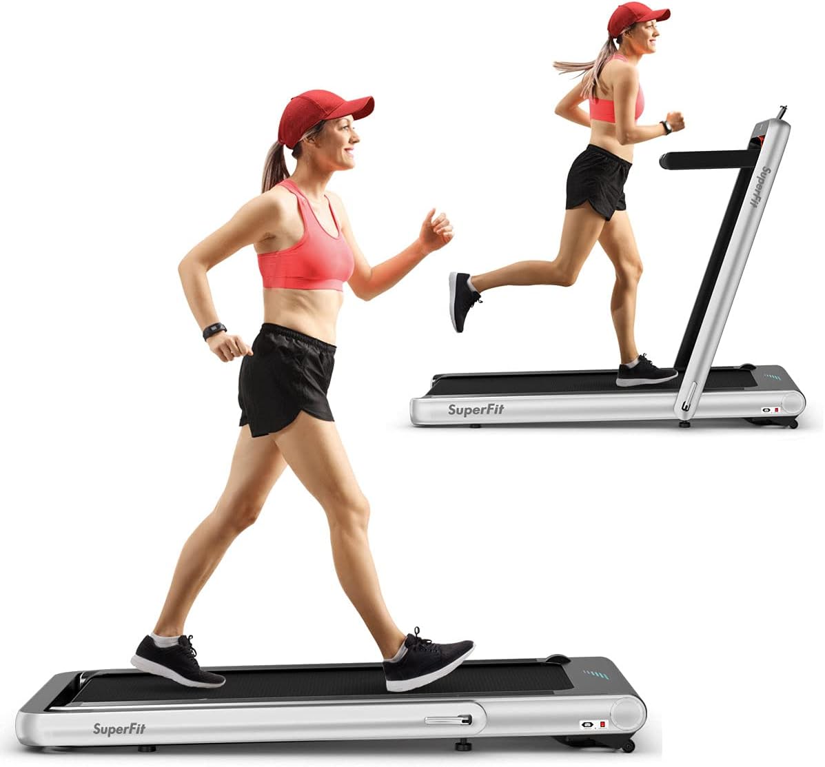 Goplus 2 in 1 Folding Treadmill, 4.75HP Superfit Under Desk Electric Treadmill with APP Control - Prioka