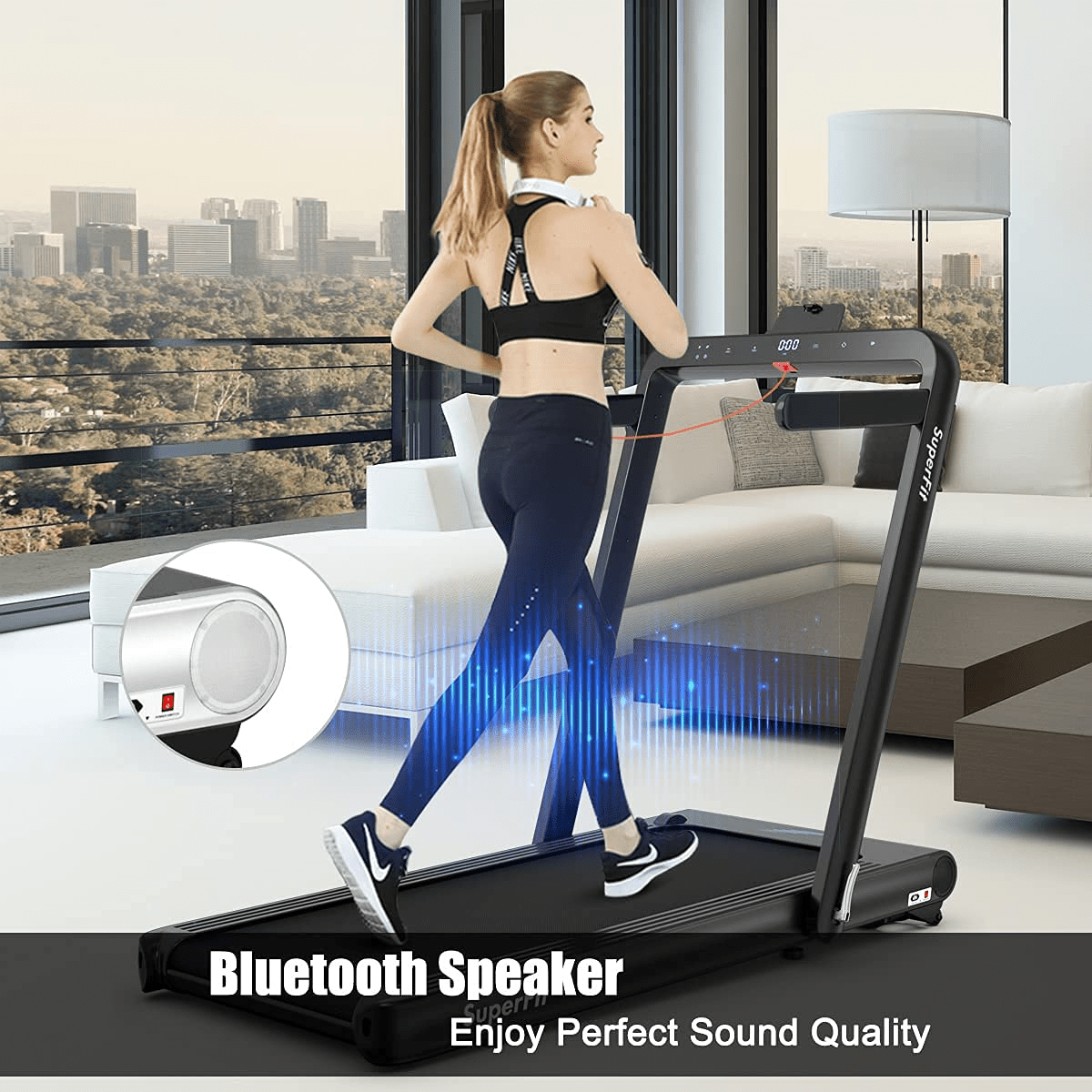 Goplus 2 in 1 Folding Treadmill, 4.75HP Superfit Under Desk Electric Treadmill with APP Control - Prioka