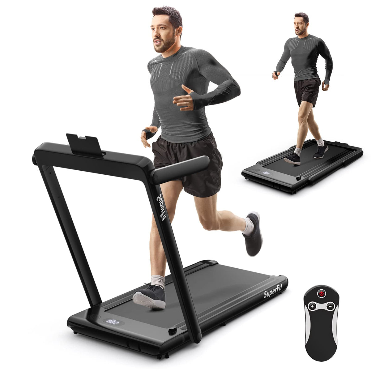 Goplus 2 in 1 Under Desk Treadmill, 2.25HP Superfit Folding Treadmills for Home Office w/Smart APP - Prioka