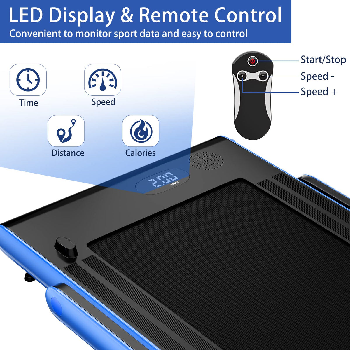 Goplus 2 in 1 Under Desk Treadmill, 2.25HP Superfit Folding Treadmills for Home Office w/Smart APP - Prioka