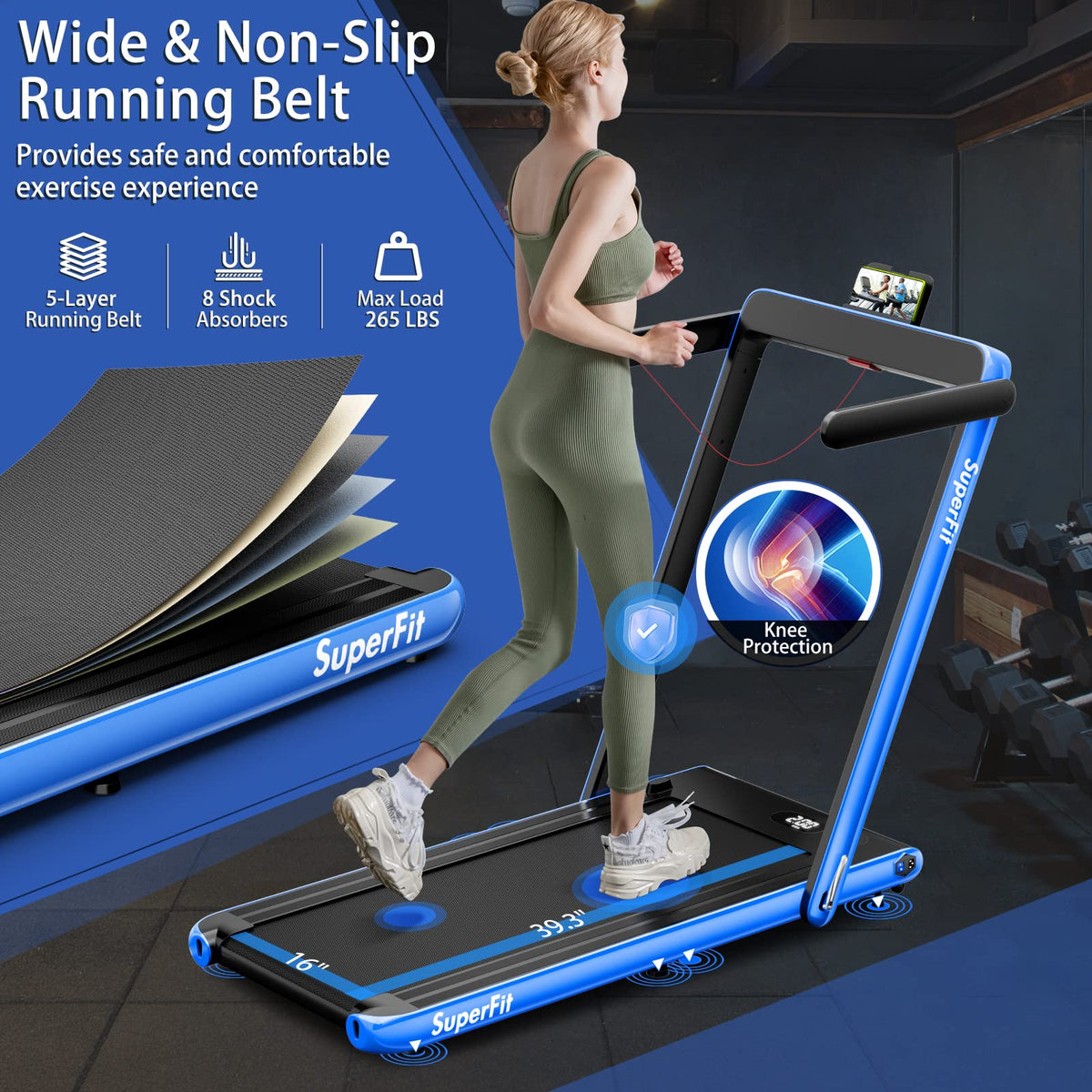 Goplus 2 in 1 Under Desk Treadmill, 2.25HP Superfit Folding Treadmills for Home Office w/Smart APP - Prioka