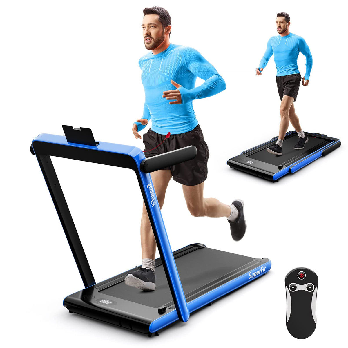 Goplus 2 in 1 Under Desk Treadmill, 2.25HP Superfit Folding Treadmills for Home Office w/Smart APP - Prioka