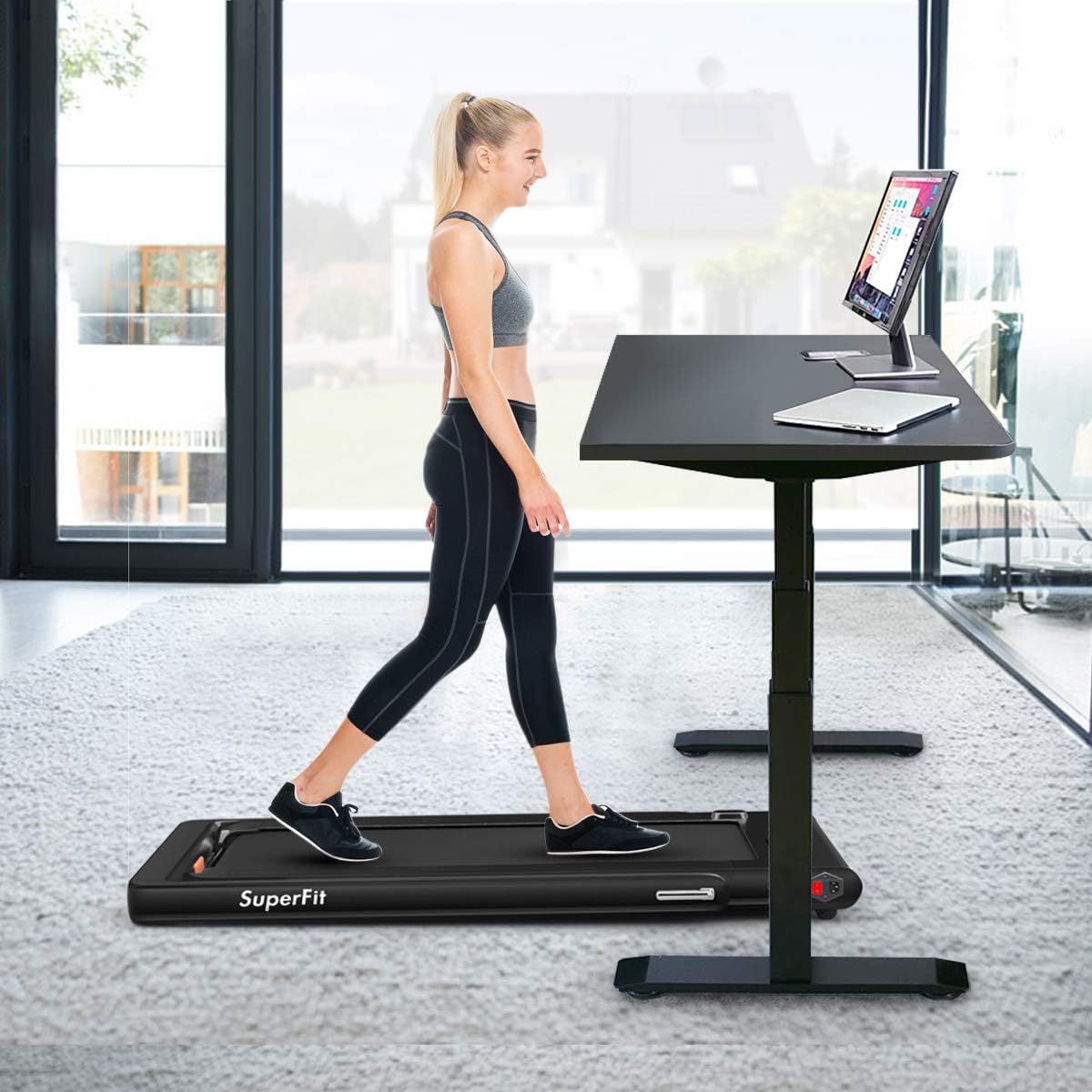 Goplus 2 in 1 Under Desk Treadmill, 2.25HP Superfit Folding Treadmills for Home Office w/Smart APP - Prioka