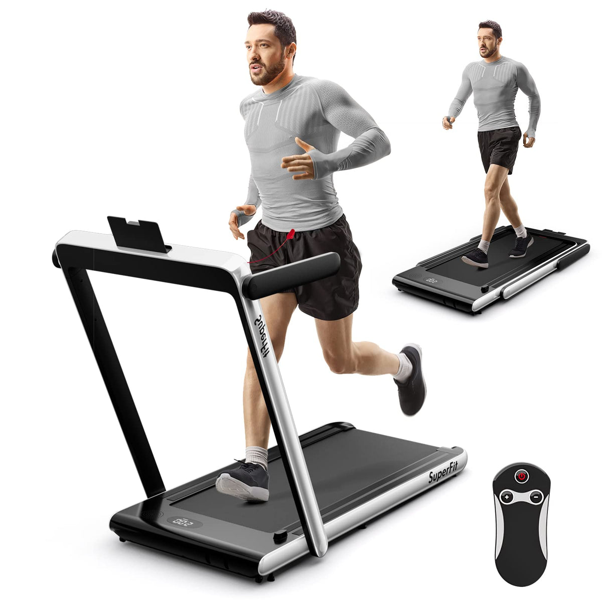 Goplus 2 in 1 Under Desk Treadmill, 2.25HP Superfit Folding Treadmills for Home Office w/Smart APP - Prioka