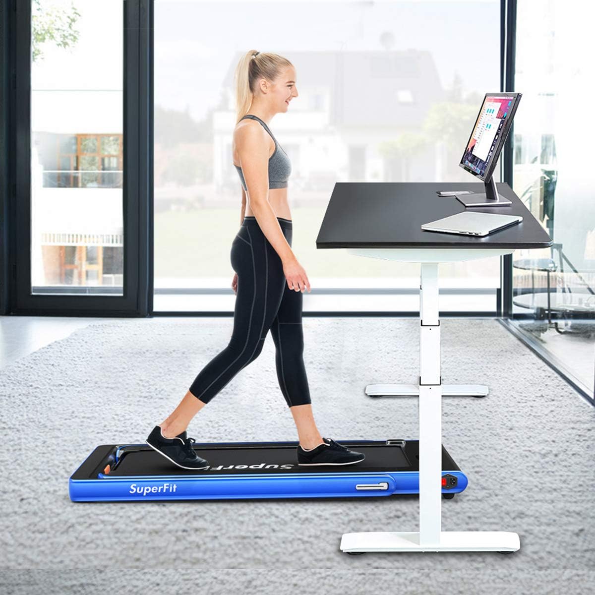 Goplus 2 in 1 Under Desk Treadmill, 2.25HP Superfit Folding Treadmills for Home Office w/Smart APP - Prioka