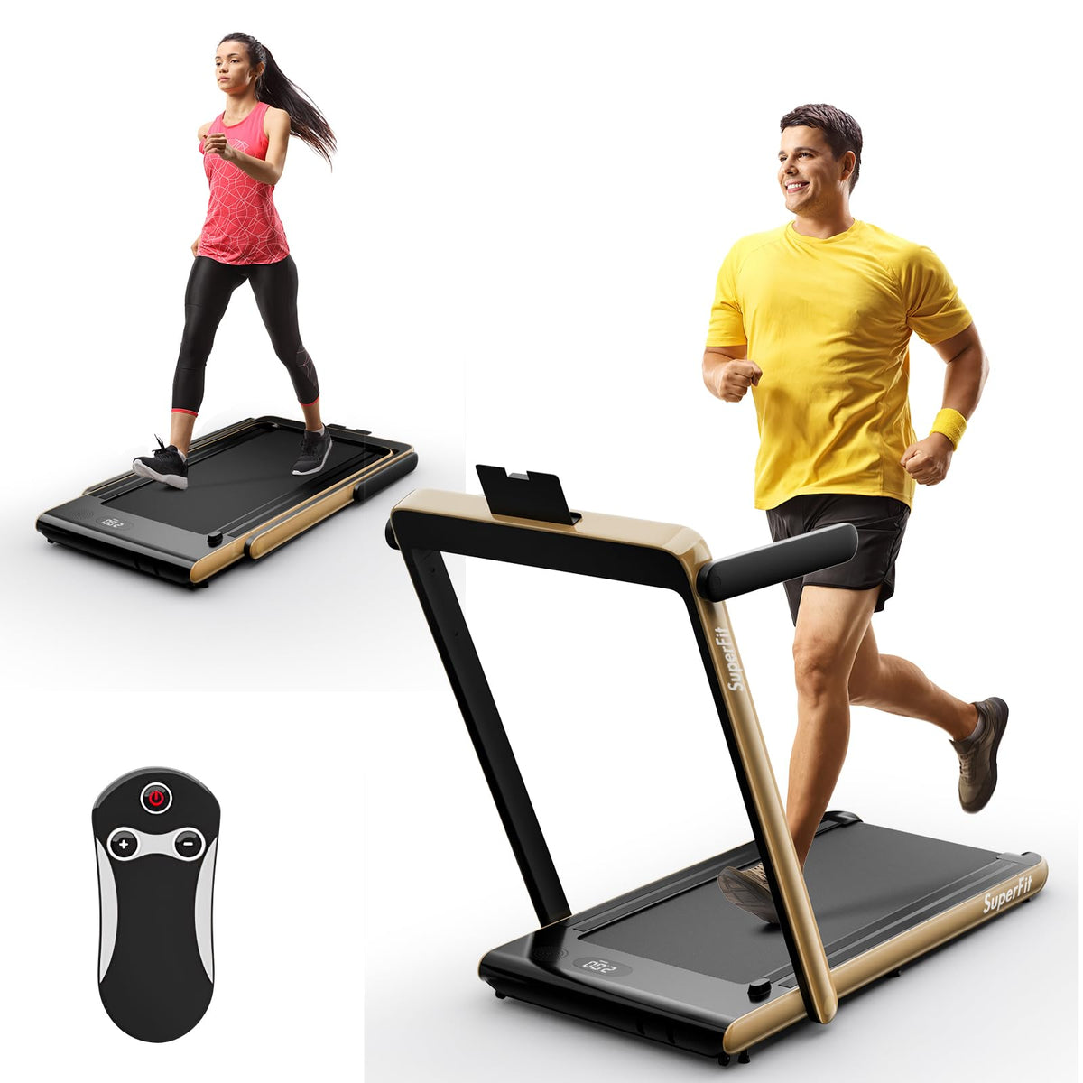 Goplus 2 in 1 Under Desk Treadmill, 2.5HP Superfit Folding Treadmill with Touch Panel Control, Treadmills for Home Office - Prioka