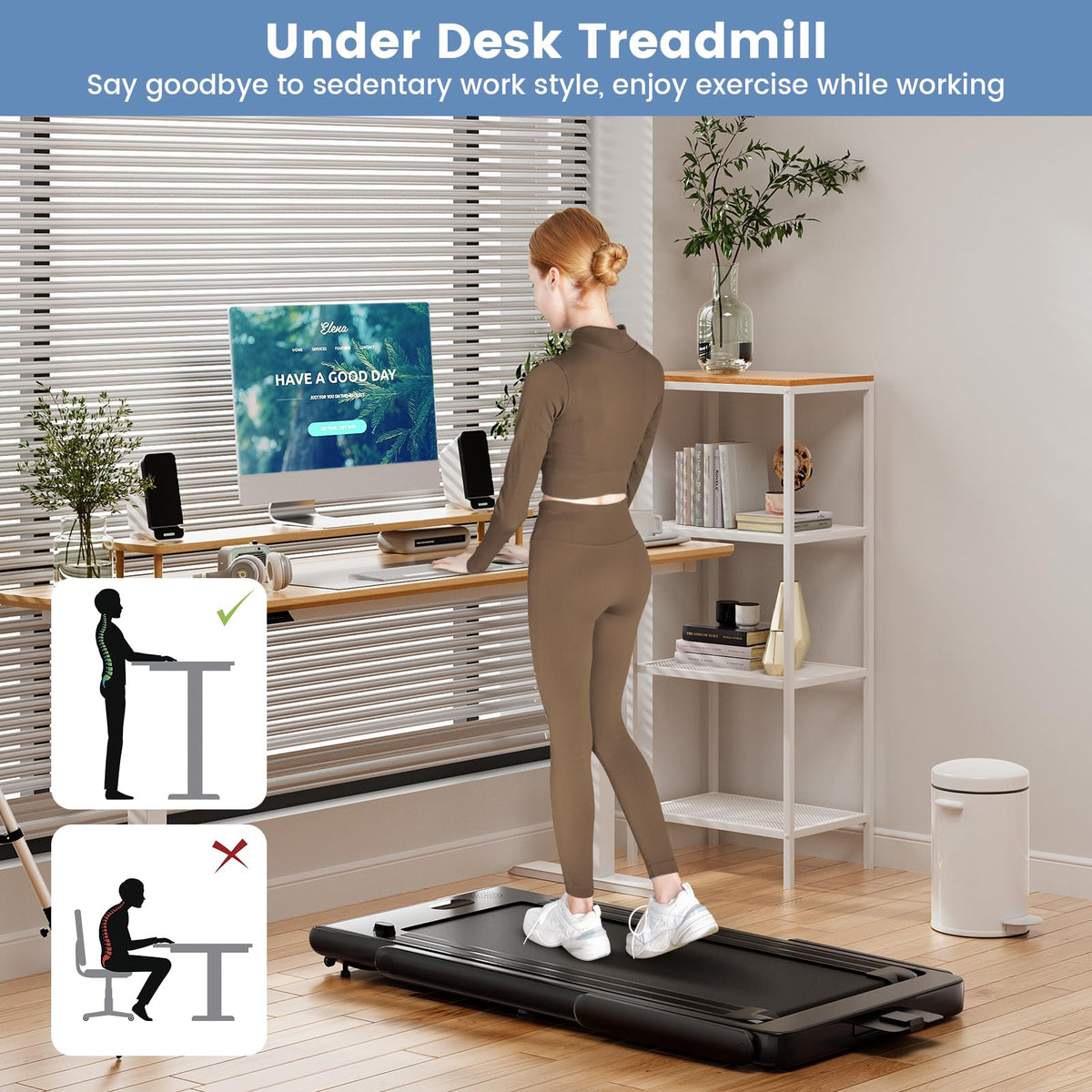 Goplus 2 in 1 Under Desk Treadmill, 2.5HP Superfit Folding Treadmill with Touch Panel Control, Treadmills for Home Office - Prioka