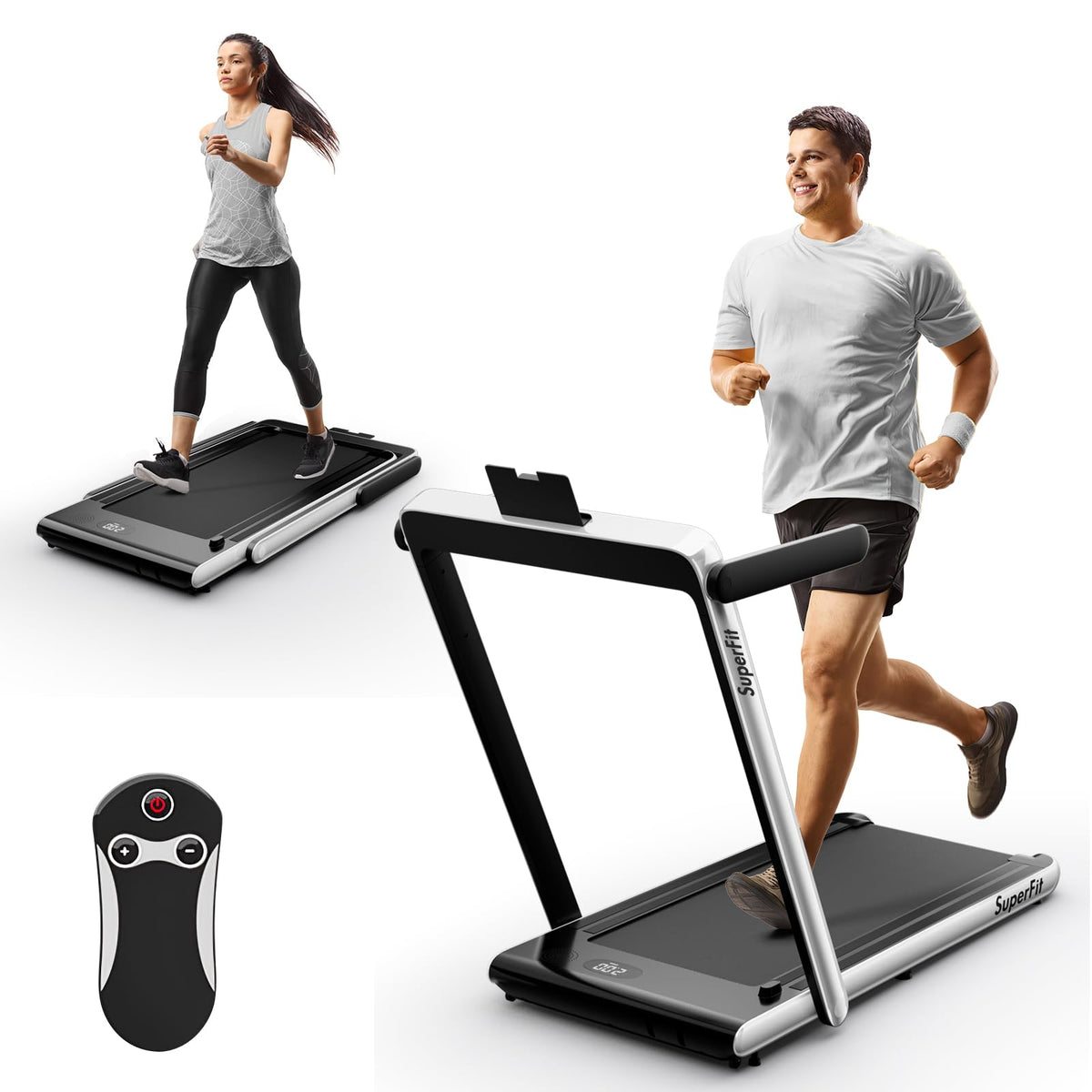 Goplus 2 in 1 Under Desk Treadmill, 2.5HP Superfit Folding Treadmill with Touch Panel Control, Treadmills for Home Office - Prioka
