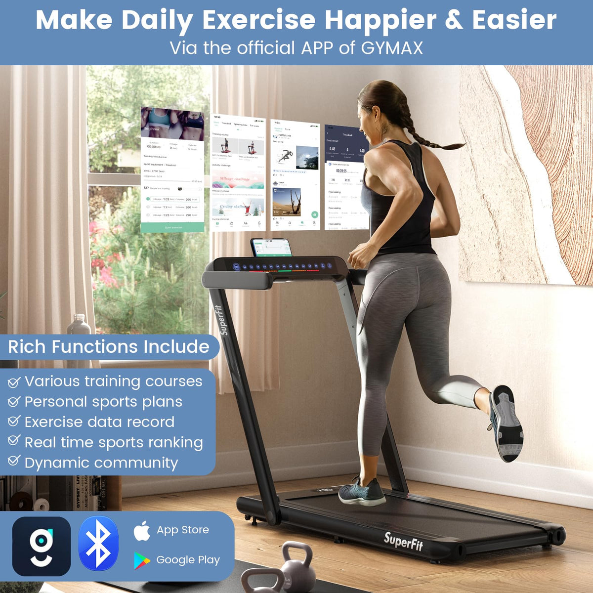 Goplus 2 in 1 Under Desk Treadmill, 2.5HP Superfit Folding Treadmill with Touch Panel Control, Treadmills for Home Office - Prioka