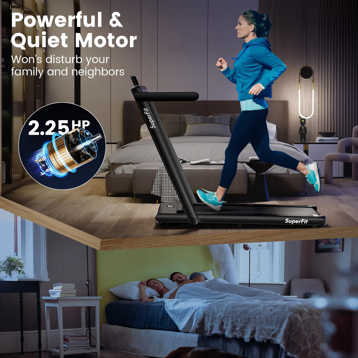 Goplus 2 in 1 Under Desk Treadmill, 2.5HP Superfit Folding Treadmill with Touch Panel Control, Treadmills for Home Office - Prioka