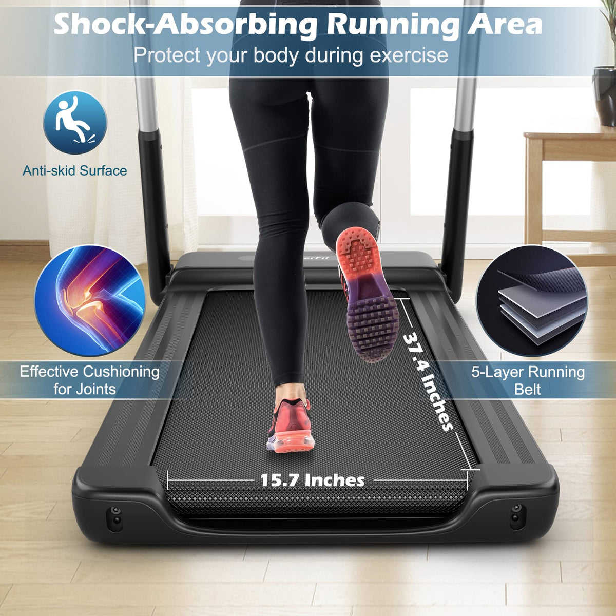 Goplus 2.25HP Folding Treadmill, Compact Superfit Treadmill with LED Display and APP Control - Prioka