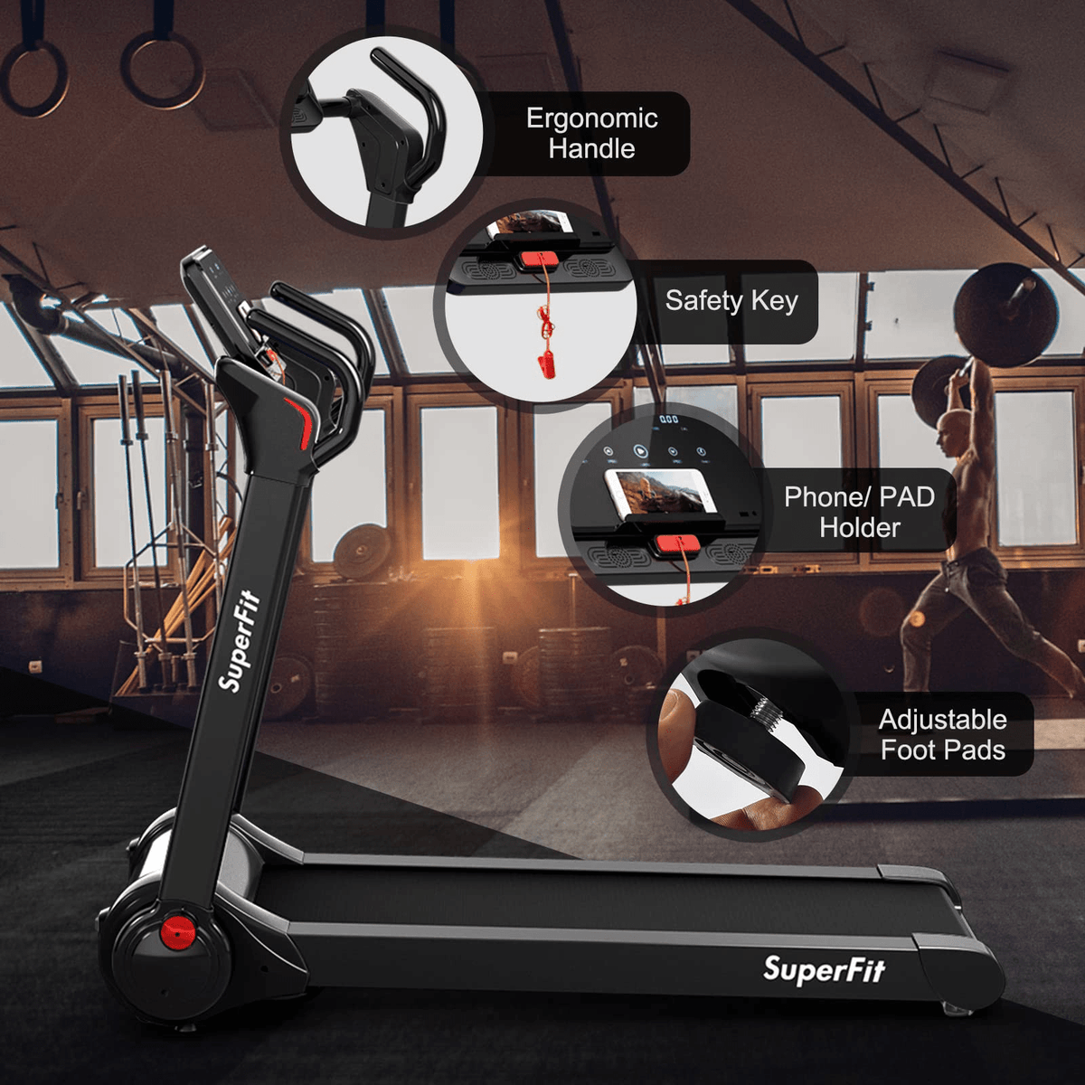 Goplus 2.25HP Folding Treadmill, Electric Superfit Treadmill W/LED Display - Prioka