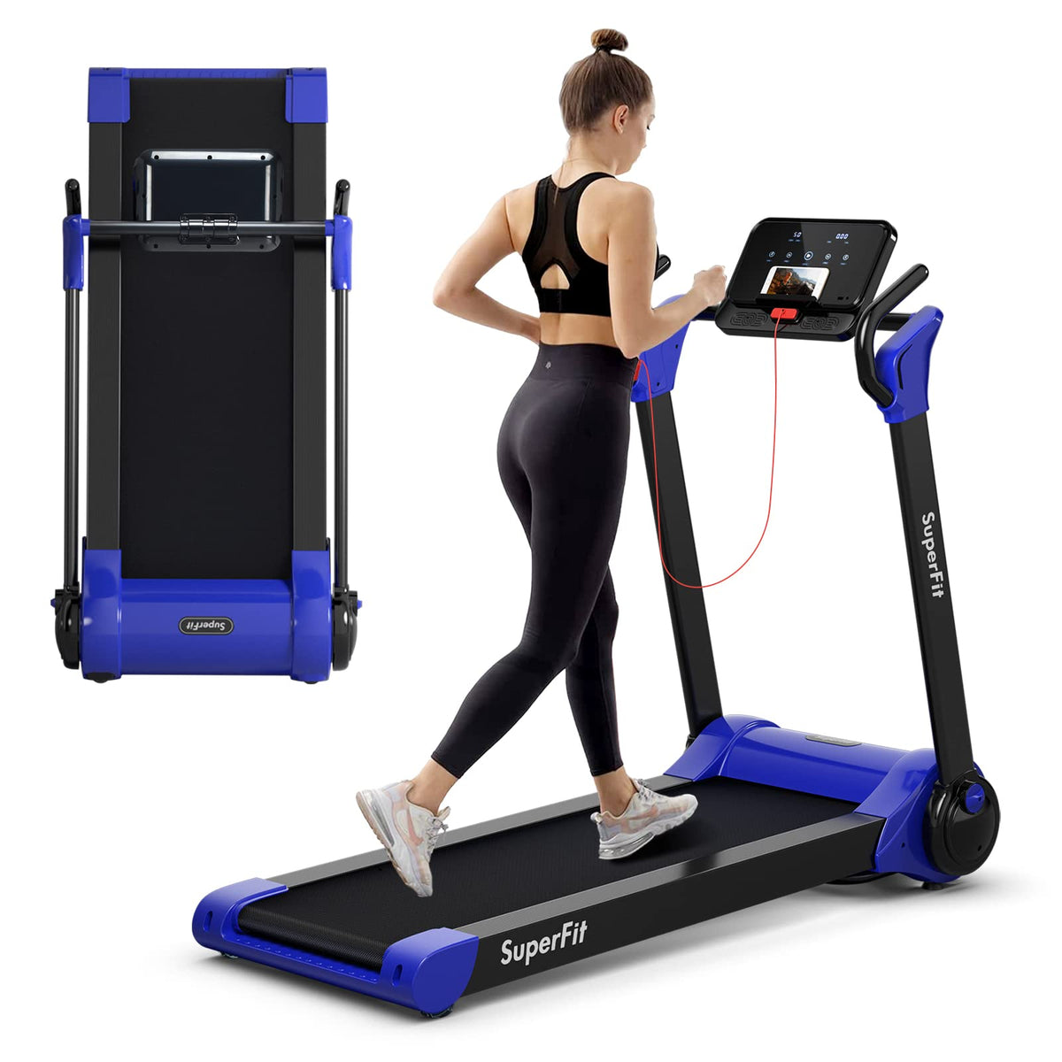 Goplus 2.25HP Folding Treadmill, Electric Superfit Treadmill W/LED Display - Prioka