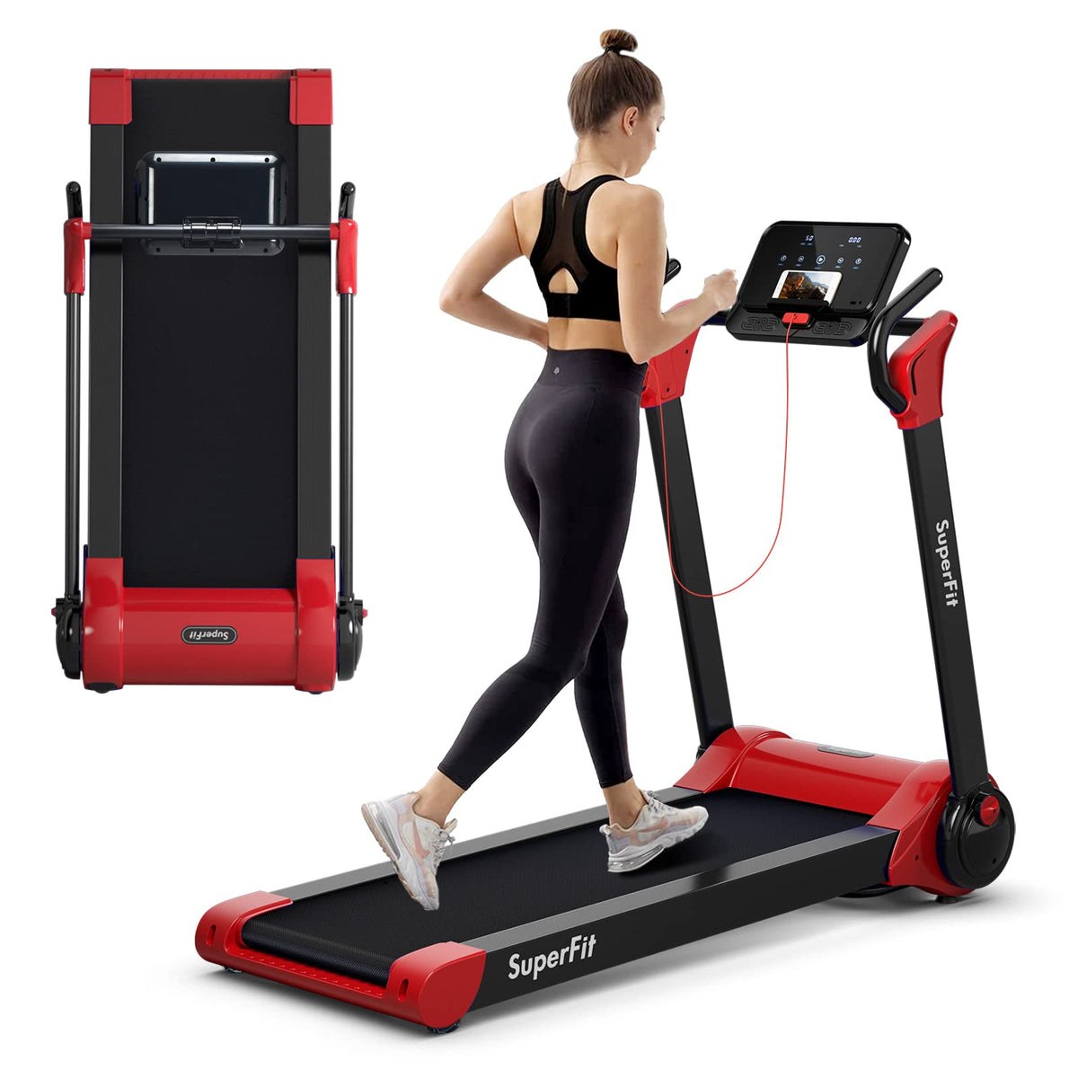Goplus 2.25HP Folding Treadmill, Electric Superfit Treadmill W/LED Display - Prioka